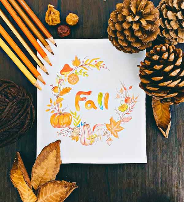 تزیین دفتر مشق پاییزی با نقاشی های مناسب فصل پاییزه (برگ ریزان ... 50 ایده)