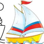 نقاشی قایق 2024؛ زیبا و کودکانه بسیار آسان با ترکیب رنگ جذاب داخل آب و کنار ساحل