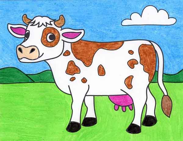 “نقاشی گاو کودکانه” 2024؛ بسیار آسان و فانتزی در طرح های متنوع (برای چاپ)
