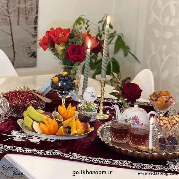 تزیین میز شب یلدا ساده و شیک