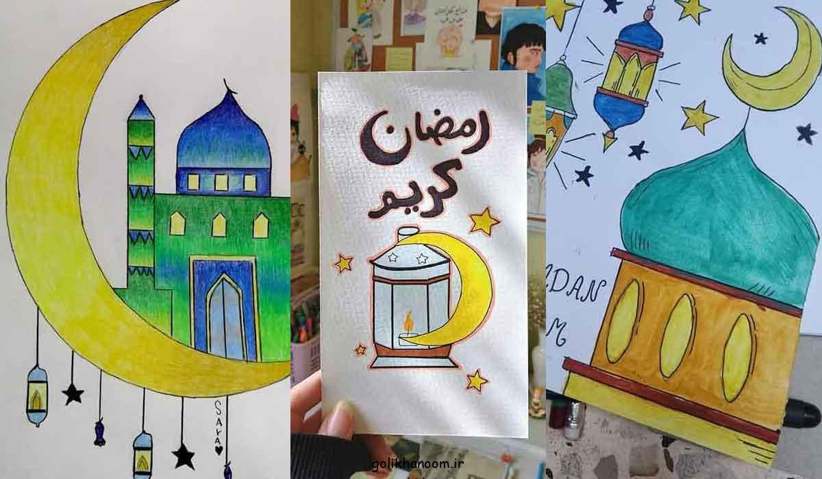 نقاشی برای ماه رمضان 2025؛ با نور فانوس فضایی که ماه هلال رمضان در آن می‌درخشد