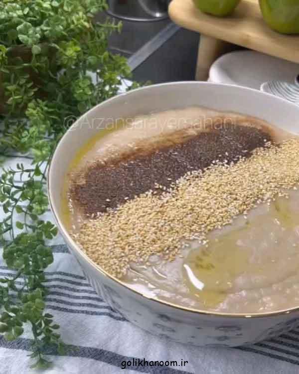 تزیین حلیم 2025؛ با دارچین، شکر، خلال بادام یا پسته، کنجد (طرح های زیبا و ساده)