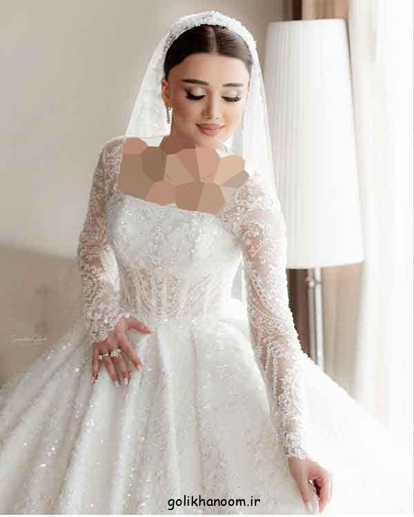 مدل شینیون عروس با تاج و تور