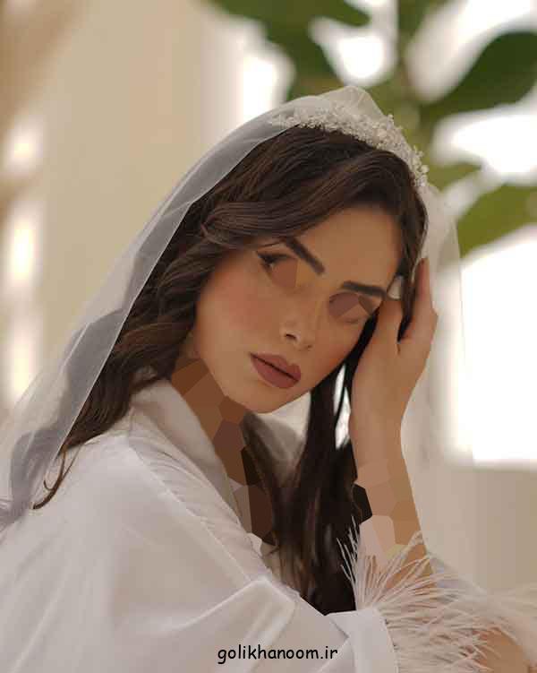 مدل شینیون عروس با تاج و تور