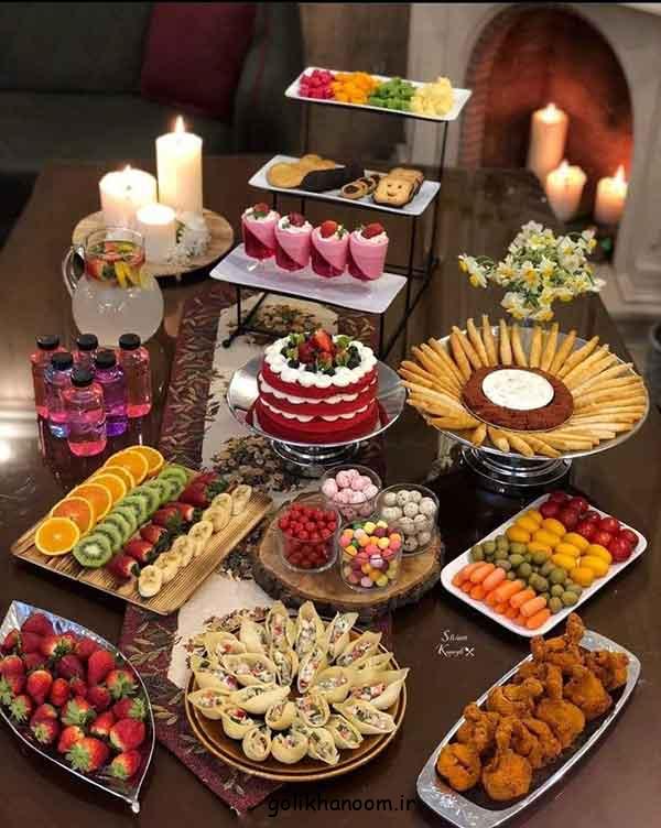 تزیین میز تنقلات و میوه مهمانی