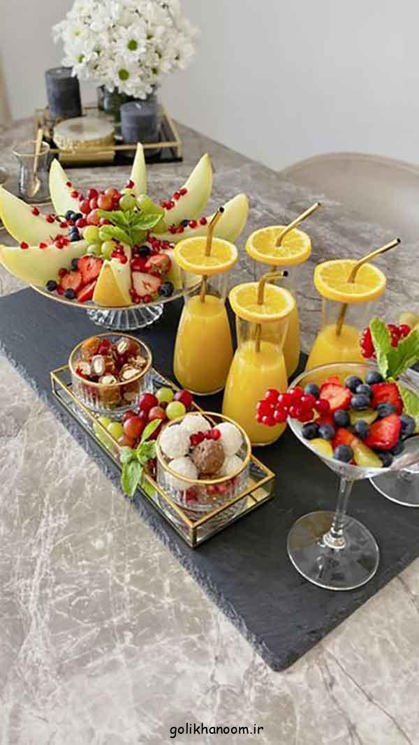 تزیین میز تنقلات و میوه مهمانی