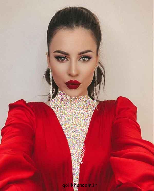 آرایش مناسب برای لباس قرمز، 30 نمونه میکاپ چشم به سبک های مختلف با لباس قرمز  