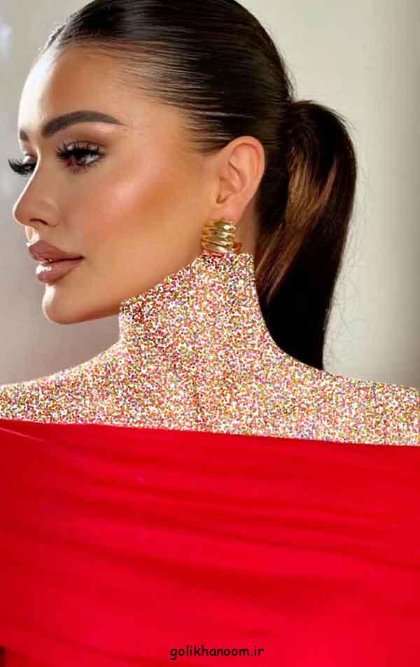 آرایش مناسب برای لباس قرمز، 30 نمونه میکاپ چشم به سبک های مختلف با لباس قرمز  
