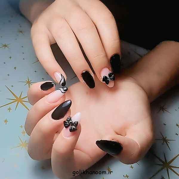 مدل ناخن برای محرم دخترانه ۱۴۰۴ | گلچین طرح مشکی زیبا و جدید (کوتاه و بلند)