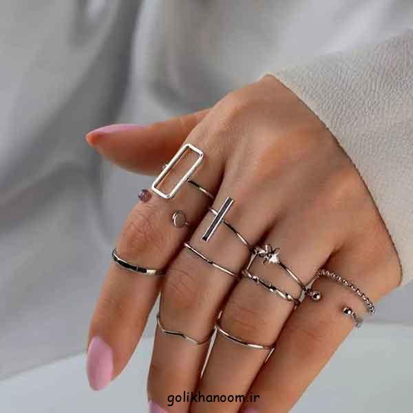 انگشتر رینگی چندتایی؛ 30 مدل ساده و نگین دار + یکی از محبوب‌ترین ترندهای امروزی