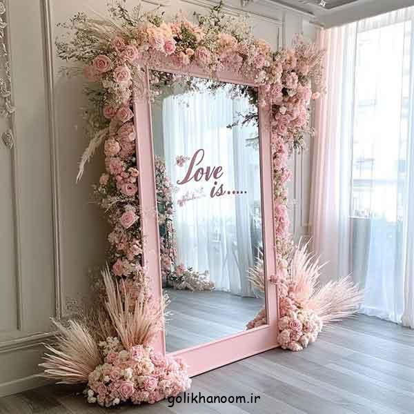 ایده تزیین آینه قدی، 30 مدل با وسایل دور ریختنی (با نقاشی, فانتزی, گل, چراغ, ریسه)