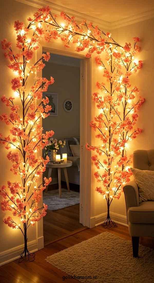 ایده تزیین آینه قدی، 30 مدل با وسایل دور ریختنی (با نقاشی, فانتزی, گل, چراغ, ریسه)