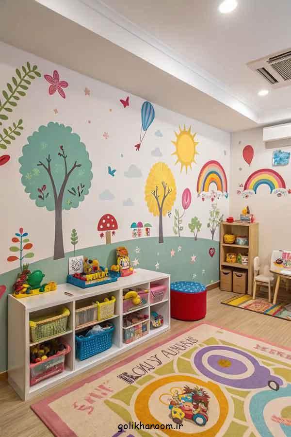 تزیین دکور برای مهد کودک؛ 30 ایده دنیای رنگارنگ کودکانه + قسمت های مختلف